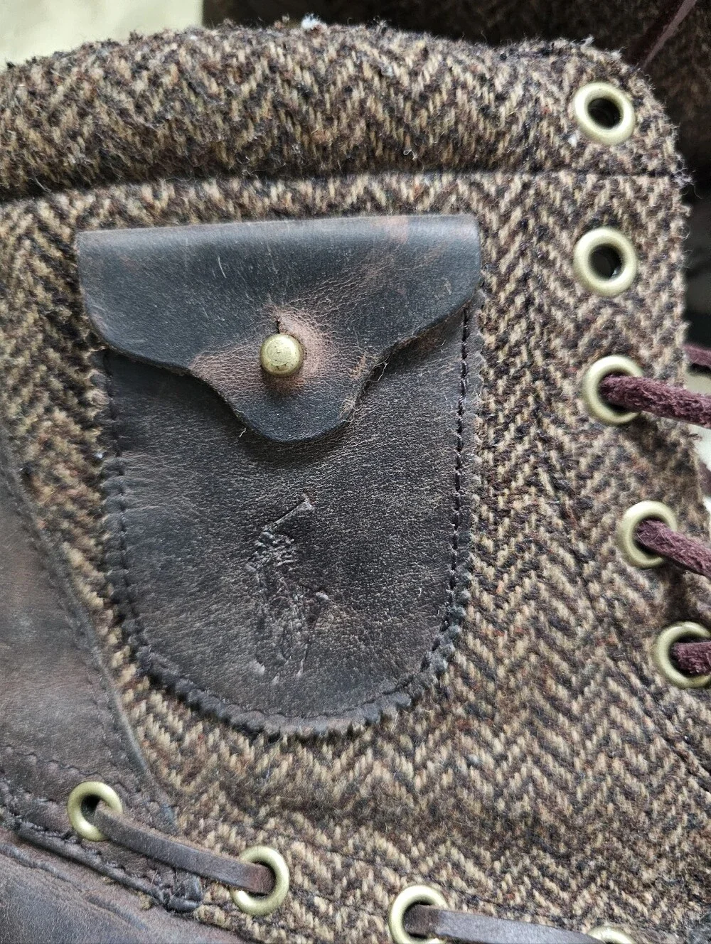 Polo by Ralph Lauren Brown Leather & Tweed Men's Lace-Up Boots